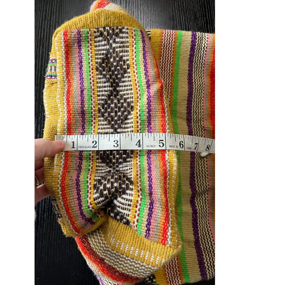 Funky Boho Striped Earthy Rustic Woven Drawstring Backpack - Picture 5 of 9